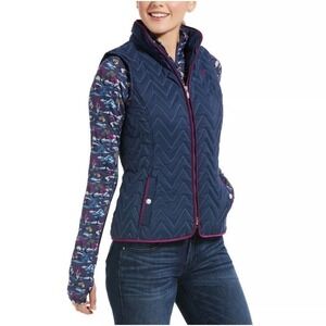 Ariat Navy Quilted Vest with Purple Trim
